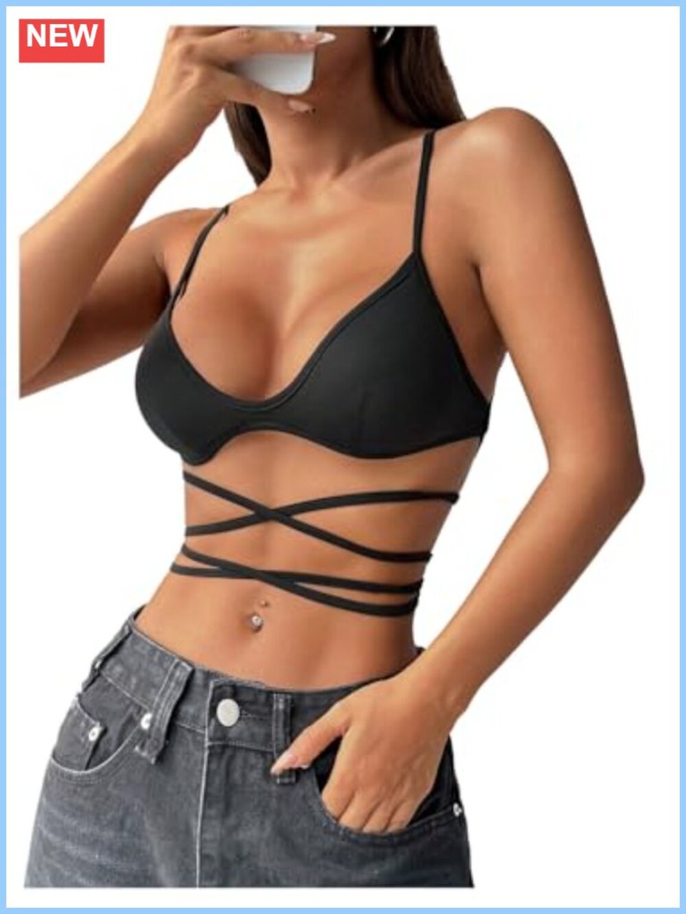 Women's Criss Cross Backless Spaghetti Strap Crop Top